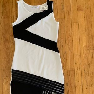 black and white body con dress